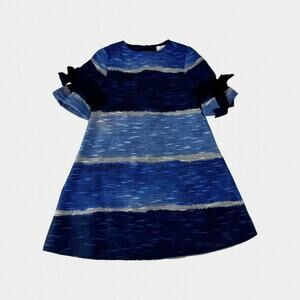 NWT Fil Rose Blue Striped Bow Dress